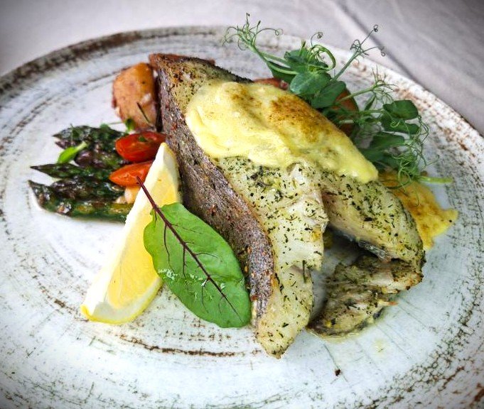 Halibut pieczony dzwonki